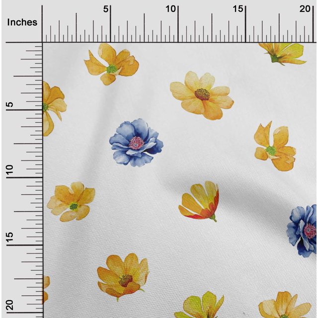 oneOone Viscose Chiffon Fabric Flower Watercolor Printed Craft Fabric BTY 42 Inch Wide