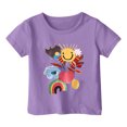 thumbnail image 1 of FhsagQ le 7 Juillet Garçon et Fille Mode Décontractée Imprimé Col Rond Ample Manche Courte T-Shirt Haut Filles Printemps le 7 Juillet T-Shirts Taille 14/16 Filles Chemises d'Été Taille 6X-7 Violet 3-4 Ans, 1 of 3