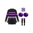 thumbnail image 4 of Aislor Tenues de Cheerleading pour Filles Enfants Costume de Cosplay Chef de Cheer Halloween Robe de Fête Rave Danse Justaucorps Violet A 8, 4 of 7