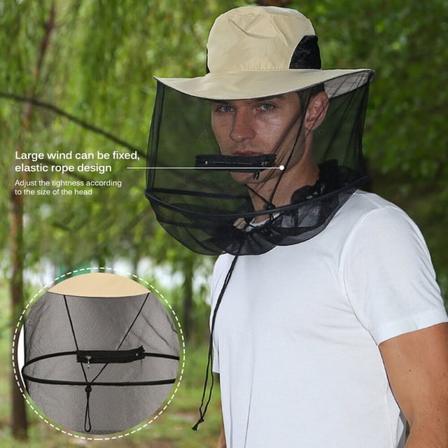 Mosquito Head Net Hat Anti-Mosquito Hat Cap Breathable Adjustable Folding Sun Fishing Hats