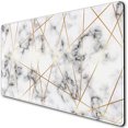 thumbnail image 1 of Grey Gold Line Marble Extended Gaming Mouse Pad XXL Desk Pad, Large Mousepad for Wireless Mouse (31.5x15.75 in), Big Keyboard Mouse Mat Non-Slip Rubber Base Mousepad with Stitched Edges, 1 of 5