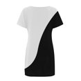 thumbnail image 5 of Womens Summer Plus Size Dresses Casual Color Block Patchwork Print Mini Sundress Tunic Round Neck Short Sleeve Dress, 5 of 5