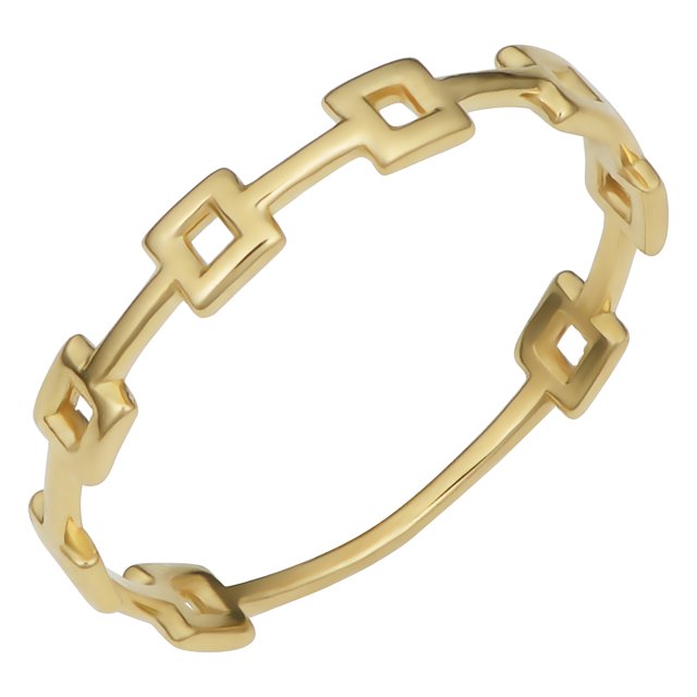 Bague Carrée en Or Jaune 14 K, Taille 5