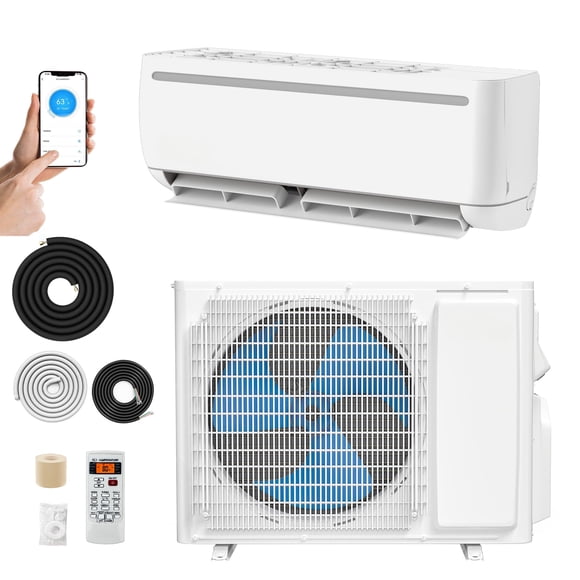 DEXTRUS 9000 BTU Mini Split Air Conditioner with Heat Pump, 19 SEER2 Ductless AC for 450 Sq Ft, WiFi & Alexa, Includes Install Kit