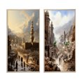 thumbnail image 2 of Designart "Hajj Pilgrimage Islam wall decor V" Islam Framed Wall Art Set Of 2 - Yellow Spiritual Frame Gallery Set For Office Decor, 2 of 6