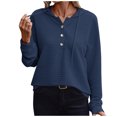 thumbnail image 1 of Pisexur Womens Oversized Sweatshirt Fashion Fall Hoodies Solid Color Button Collar Drawstring Stitching Sweatshirts Hoodies Pullover, 1 of 6