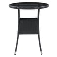 thumbnail image 3 of CorLiving Parksville Resin Wicker and Steel Round Outdoor Bistro Table with Glass Top and Flared Legs, Black, 3 of 7