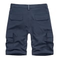 thumbnail image 4 of Penkiiy Men Casual Solid Zipper Button Pockets Elastic Waist Cropped Cargo Shorts S Dark Blue, 4 of 4