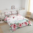 thumbnail image 3 of Erosebridal Ensemble de Couette Simple à Motif de Roses Florales, Couette en Duvet avec Cygne Animal, Décoration Papillon, Réversible, 2 Pcs, 3 of 8