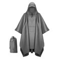 thumbnail image 2 of lionlar Poncho de Pluie à Capuche Imperméable Réutilisable avec Poche Veste à Manches Longues pour l'Extérieur Gris, 2 of 9