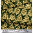 thumbnail image 2 of Soimoi Moss Georgette Fabric Floral & Flying Swan Block Printed Fabric 1 Yard 42 Inch Wide, 2 of 3