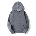 thumbnail image 3 of Yeahdor Men's Basic Long Sleeve Drawstring Hoodie Sweatshirt Casual Solid Color Pullover Tops Dark Gray XL, 3 of 5