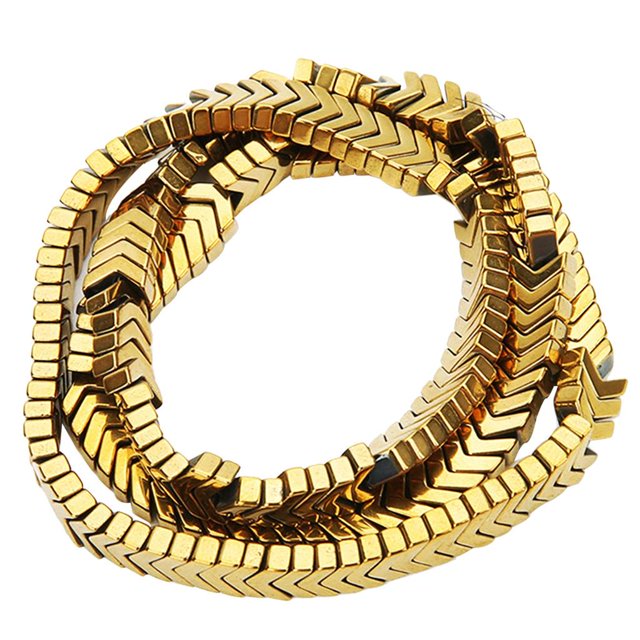 Abbracc 1 Strand Hematite V Shape Loose Beads Bracelets Necklace DIY Making gold