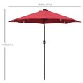 thumbnail image 2 of 9ft Solar Patio Umbrella with LED Lights - Wine Red Outdoor Sunshade Canopy for Garden, Backyard, Poolside Shade & Evening Ambiance - Steel Frame & Polyester Fabric, 2 of 7