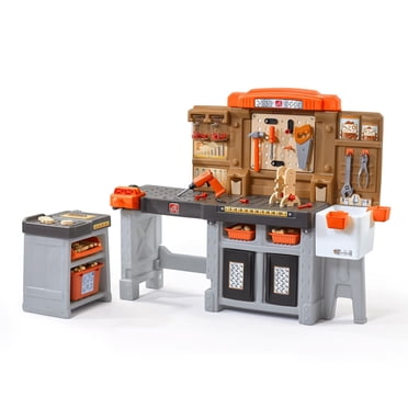 Atelier pour enfants Step2 Pro Play et Banc d'utilité avec étau à ressort fonctionnel, pièces en Durafoam de bois de jeu, perceuse factice et perceuse à colonne, marteau et scie à main