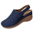 thumbnail image 1 of WLOELOEW Women'S Hollow Out Sandals In Navy Platform Wedge Heel Pu Construction Foot Length 9.65 Inches Us Size 7, 1 of 5
