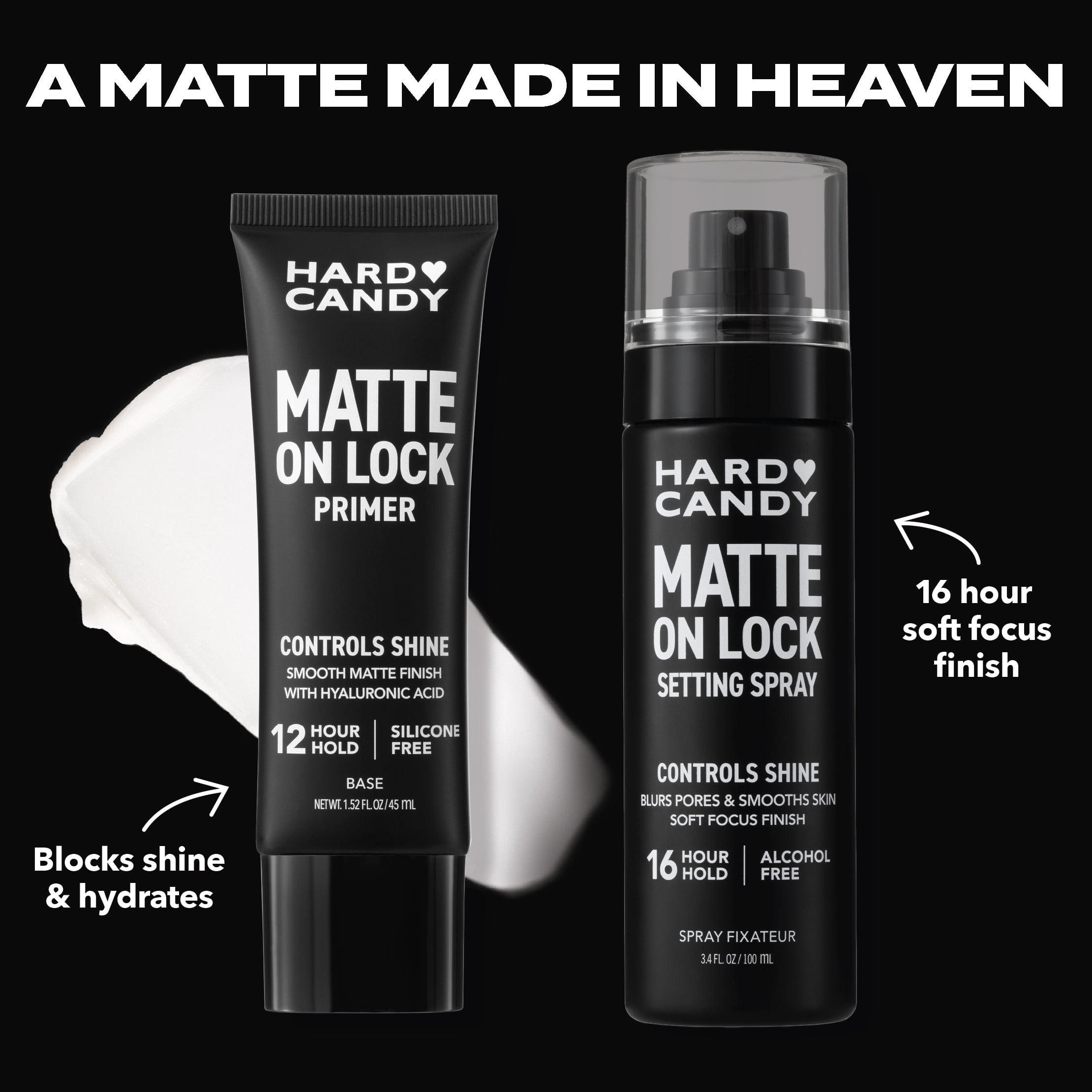 Hard Candy Matte On Lock Base de teint anti-brillance à base d'eau, contrôle du sébum, argile de kaolin, tenue 12 h
