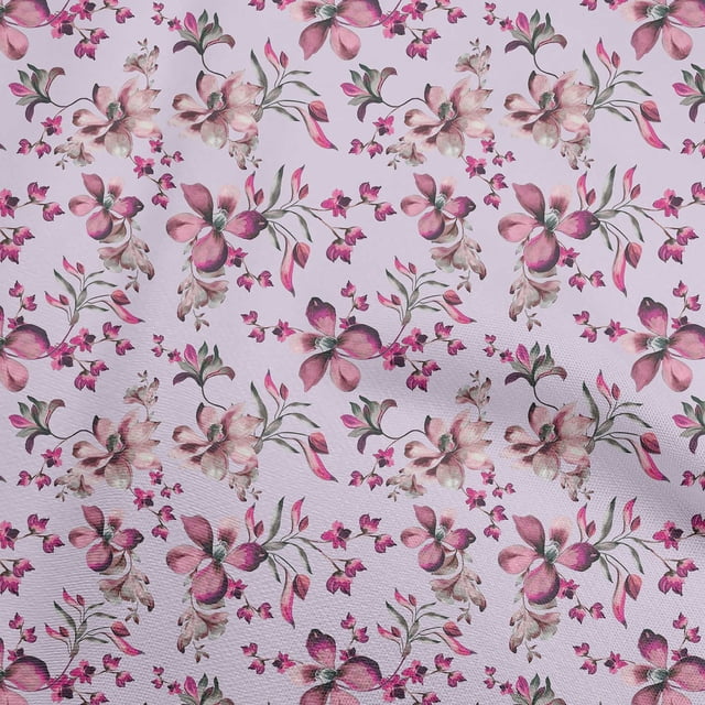 oneOone Rayon Purple Fabric Floral Sewing Craft Projects Fabric Prints By Yard 56 Inch Wide