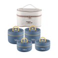 thumbnail image 3 of 4 Pieces Insulated Lunch Box Set Bento Box 420ml 620ml for Adult Kids Portable Round Food Lunch Container Snack Box for Blue, 3 of 8