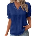 thumbnail image 1 of B91xZ T-Shirts de Mode d'Été pour Femmes Col Rond Mi-Longueur Manches Courtes Tunique Décontractée,BU2 3TG, 1 of 5