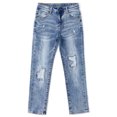 thumbnail image 1 of Kidscool Space Kids Ripped Fashion Elastic Band Inside Soft Slim Jeans,Light Blue,8-9 Years, 1 of 7