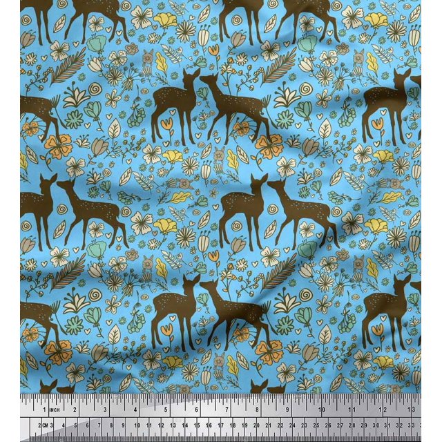 Soimoi Poly Georgette Fabric Swirls & Floral Artistic Printed Fabric 1 Yard 52 Inch Wide