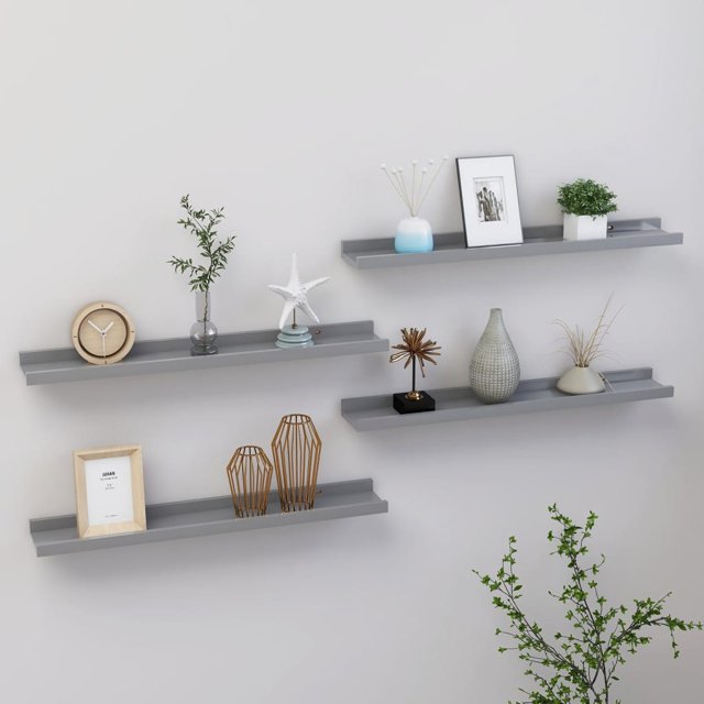 vidaXL Étagères Murales 4 Pcs Gris 60x9x3 cm