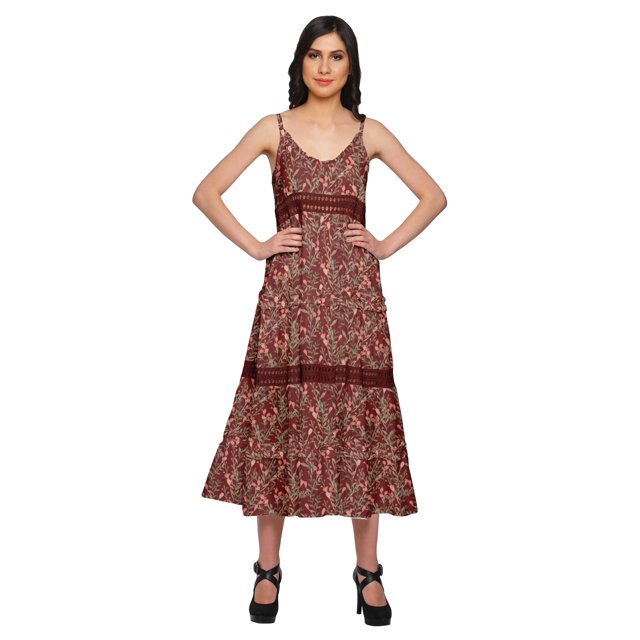 Moomaya Robe Maxi Sans Manches à Bretelles Spaghetti Ajustables pour Femmes Grande Taille