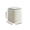 thumbnail image 3 of White Push Button Countertop Wastebasket Small Recycle Bin for Bedside Tables 5.71X5.31X5.31 Inches, 3 of 7