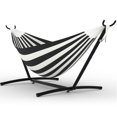 thumbnail image 1 of Hamac Double Support de Hamac - Acier Robuste, Capacité de 450 Lb, Rayures Gris Foncé/blanc, Portable pour Patio Intérieur/extérieur (Lot de 1), 1 of 7