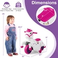 thumbnail image 3 of Costway 12V Kids Ride on Unicorn Toy with Training Wheels Music One-button Start Horse Toy Red, 3 of 10