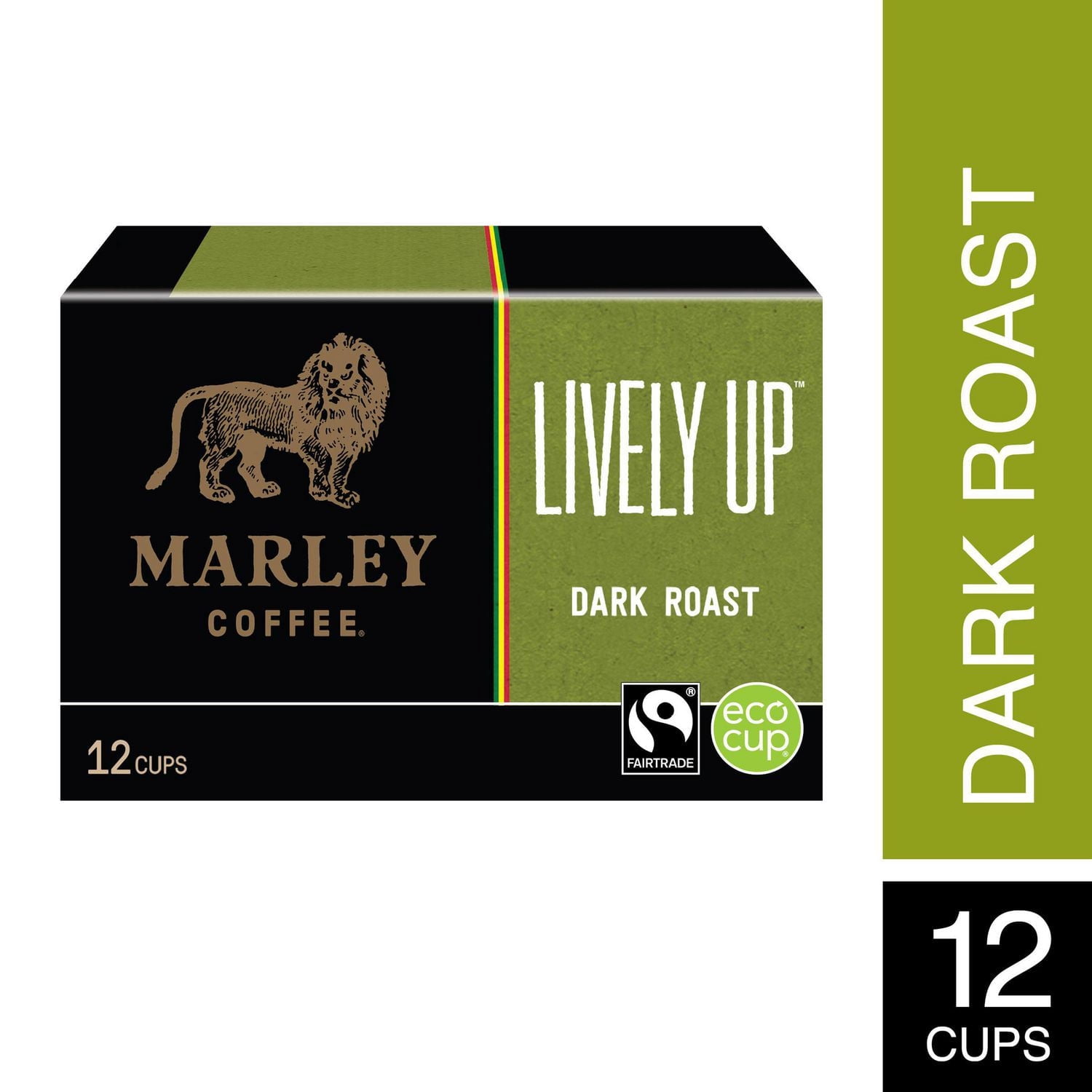 Marley Café, Lively Up, Torréfaction Foncée, Capsules Compatibles K-Cup à Portion Individuelle, 12 Capsules
