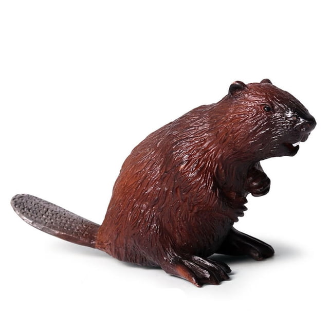 MasteelfCA Simulation Beaver Figure Realistic Fun Toys Plastic Beaver Animal Model Party Favors for Kids (Brown)