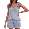 thumbnail image 2 of Yuyuzo Womens Lounge Sets Two Piece Square Neck Tank Tops Wide Leg Shorts with Pockets Matching Outfits, 2 of 7