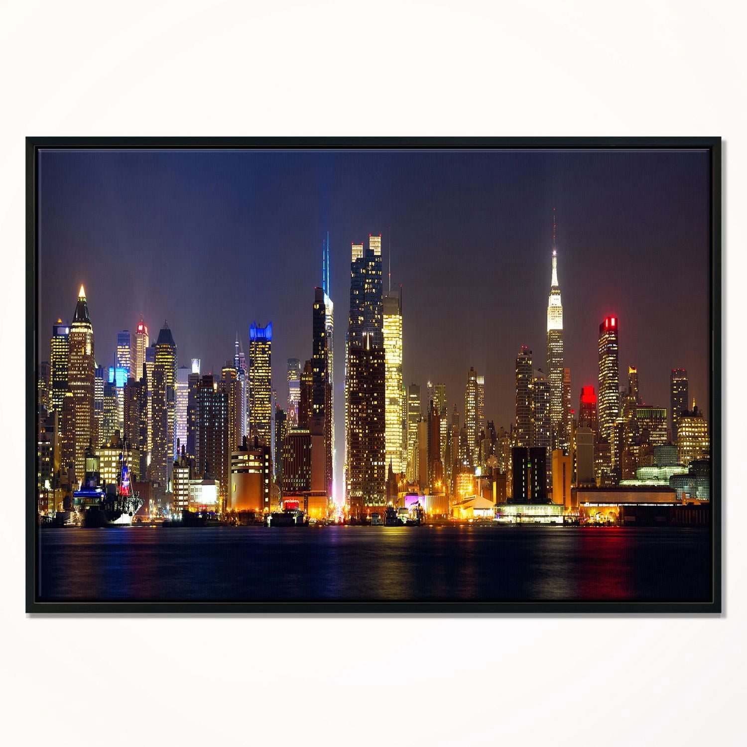 Design Art New York Dans La Nuit  Sur Toile Encadrée