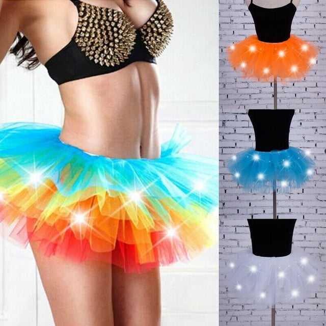 Femmes filles allument LED Tutu robe scène danse courte Mini jupe Dancewear