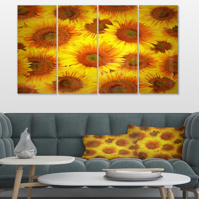 Sunflower Heads Decorative Background - Large Floral Canvas Art Print