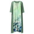 thumbnail image 3 of Robes d'Été pour Femmes Deux Pièces Impression Numérique 3D Mode Manches Courtes Grande Taille Vert Menthe TTTG, 3 of 3