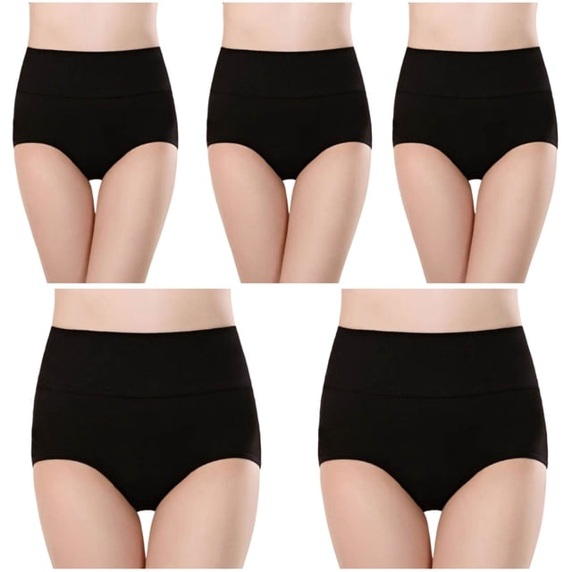 Plebaso Womens High Waisted Cotton Underwear Full Coverage Ladies Panties Multipack Regular and Plus Size
