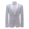 thumbnail image 1 of TIMIFIS Mens Shiny Sequin Blazer One Button Suit Jacket Fashion Lapel Dinner Prom Dress Blazer, 1 of 7
