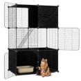 thumbnail image 1 of Costway 3-Tier Indoor Metal Wire Kitten Enclosure with 2 Ramps, Pet Pen for Small Animal Black, 1 of 10