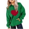 thumbnail image 1 of Milgrthf Chandails à Capuchon et Chandails Molletonnés pour Filles avec Écusson en Forme de Cœur, Épais, Manches Longues, Col Ras du Cou, Chandail à Capuche à Enfiler pour Préadolescente, Vert, 3 Ans, 1 of 4