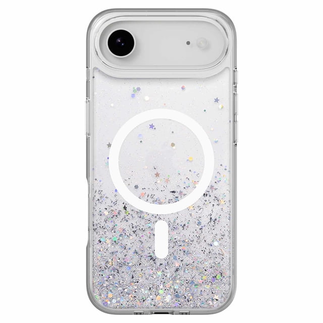 SwitchEasy Étui MagSafe 3D Starfield Transparent pour iPhone Air avec un Étui de Téléphone Clair avec Feuille d'Argent et Paillettes Créant un Effet unique de Champ Étoilé 3D, un Anneau Magnétique MagSafe Blanc, une Découpe Précise de l'Appareil Photo et une protection contre les Chutes de Qualité Militaire Américaine avec Technologie Air-Barrière, Convient Aussi à la Compatibilité d'Accessoires MagSafe.