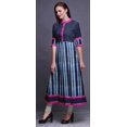 thumbnail image 3 of Bimba Robe Anarkali Longue à Rayures Bleues Shibori Ligne A pour Femmes Classique Imprimée Kurtis Indienne Tunique-X-Grand, 3 of 5