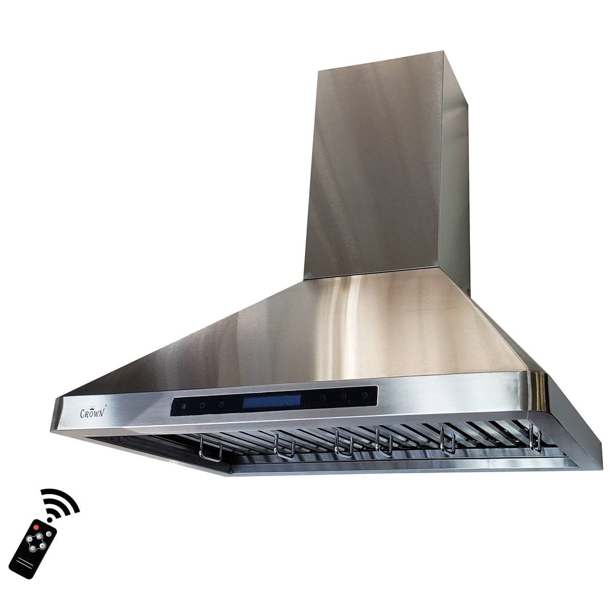 CROWN PRO-B05/36 36" Stainless Steel Wall Mount Range Hood, 900 CFM, LED Lights, Professional Kitchen Vent Hood