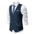 thumbnail image 4 of EGNMCR Débardeurs Hommes Mode Rétro Uni avec Poches Débardeurs à Simple Boutonnage Col en V Blouse, 4 of 9
