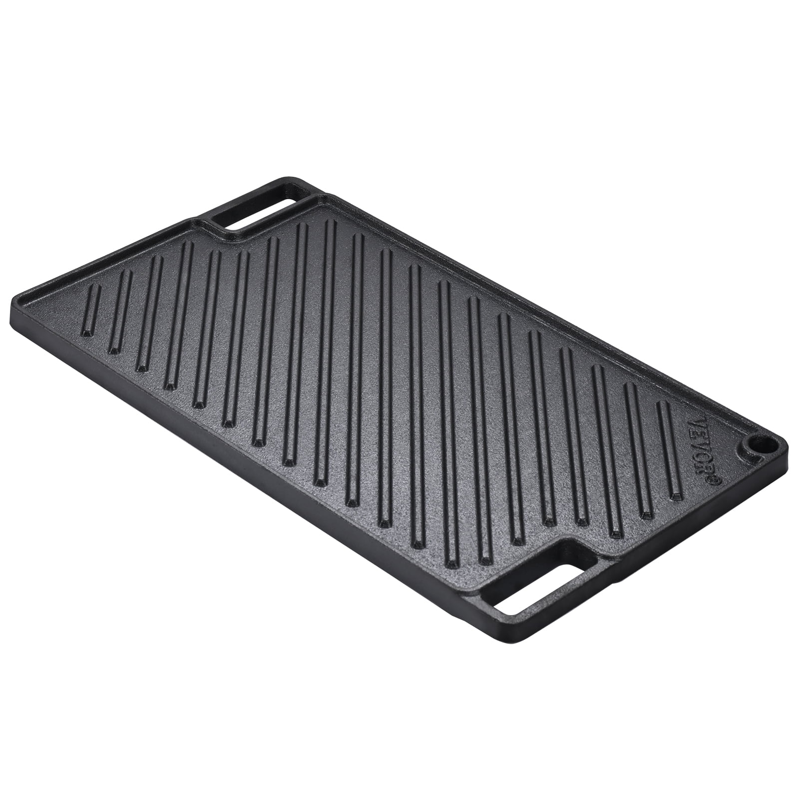 Vevor Reversible Grill/Griddle, 9.7"X16.7" Pre-Seasoned Cast Iron Griddle, Rectangular Double Burner Griddle Pan, Non-Stick Family Pan Cookware With H