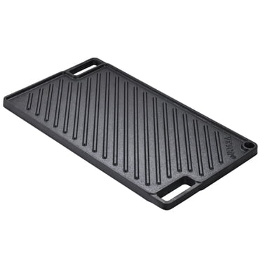 VEVOR Gril/gril Réversible, Plaque de Cuisson en Fonte Pré-Assaisonnée 9,7 Pouces X 16,7 Pouces, Poêle Rectangulaire à Double Brûleur, Batterie de Cuisine Antiadhésive avec Poignées, Plaque à Dessus Plat pour BBQ, Gril au Gaz, Noir