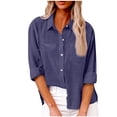 thumbnail image 1 of Yuyuzo Chemises à Manches Longues pour Femmes Col Rond Couleur Unie Vêtements de Détente Tunique Décontractée, 1 of 5