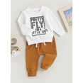 thumbnail image 3 of FAROOT Baby Boys Pants Set,Crew Neck Letters Print Sweatshirt with Elastic Waist Sweatpants, 3 of 8